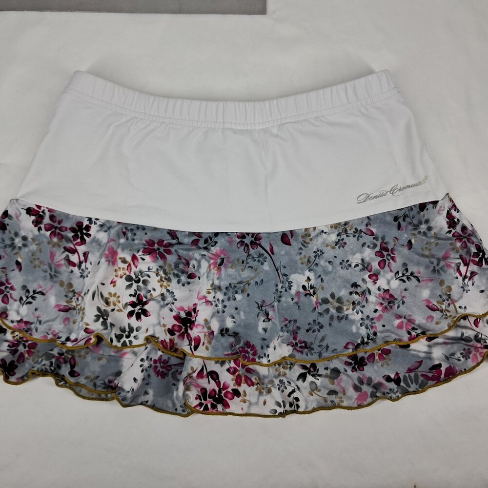 Denise Cronwall XSmall Tier Ruffle Skort Skirt Tennis Pickleball White Floral